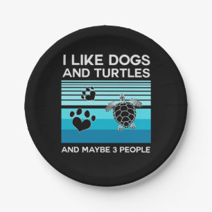 Assiettes En Carton Turtle Lover   J'Aime Les Chiens Et Les Tortues