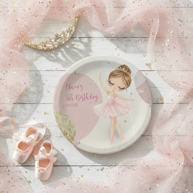 Assiettes En Carton Tutu 5th Ballerina Ballet Dancer Girl Birthday (Créateur téléchargé)