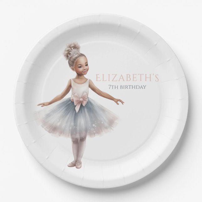 Assiettes En Carton Tutu Cute Elegant Ballerina Aquarelle Anniversaire (Devant)