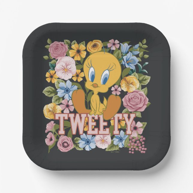 Assiettes En Carton TWEETY™ Floral Embroidery Graphic (Recto)
