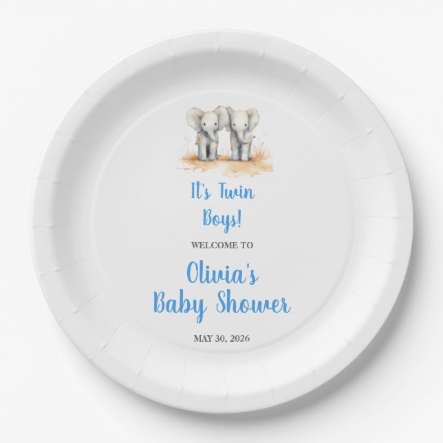 Assiettes En Carton Twin Baby Shower Plate (Devant)
