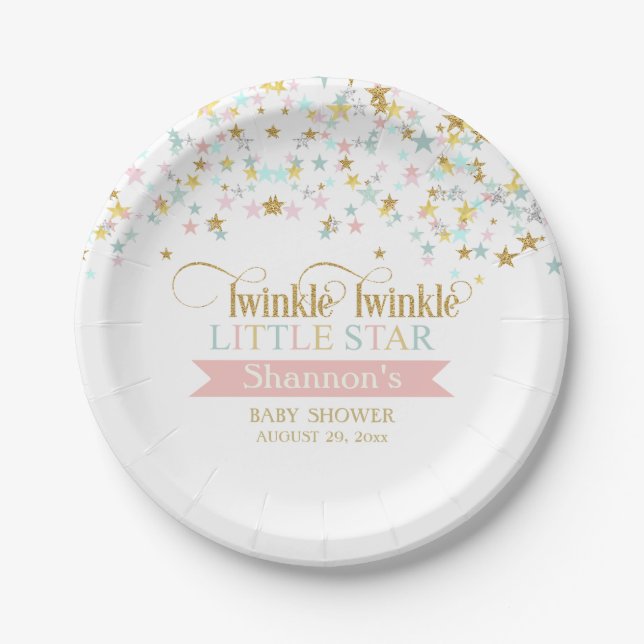 Assiettes En Carton Twinkle Little Star Baby shower N'importe quelle c (Devant)