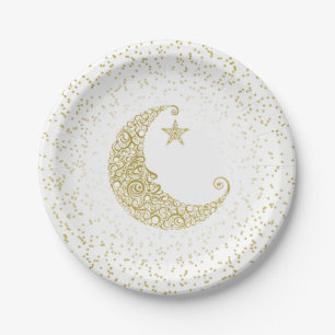 Assiettes En Carton Twinkle Little Star Gold Moon Blanc