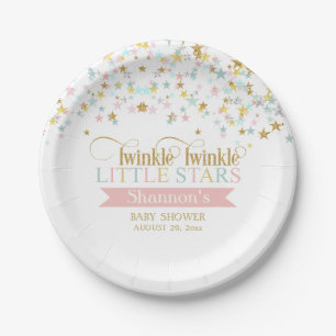 Assiettes En Carton Twinkle Little Stars Twins Baby shower N'importe q