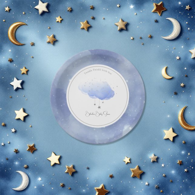 Assiettes En Carton Twinkle Twinkle Little Star Baby shower (Twinkle Twinkle Little Star Baby Shower Paper Plates)