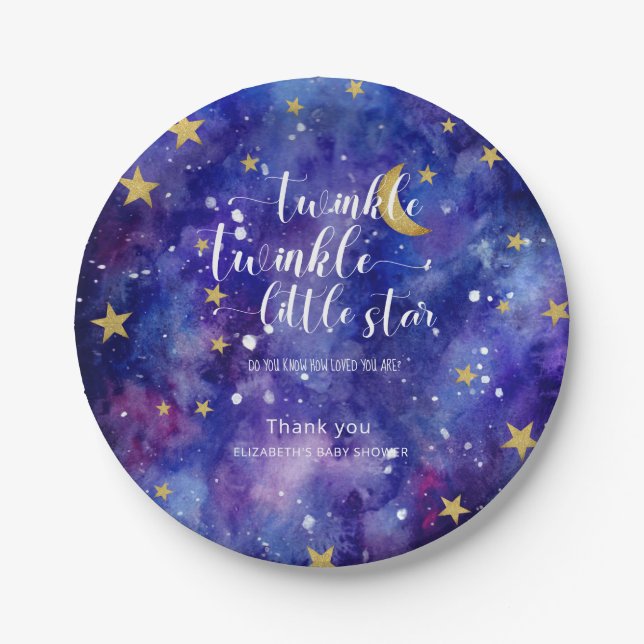 Assiettes En Carton Twinkle Twinkle Little Star Baby shower Galaxy (Devant)