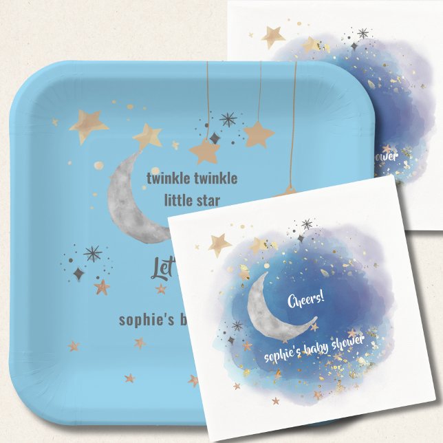 Assiettes En Carton Twinkle Twinkle Little Star, Blue  (Créateur téléchargé)