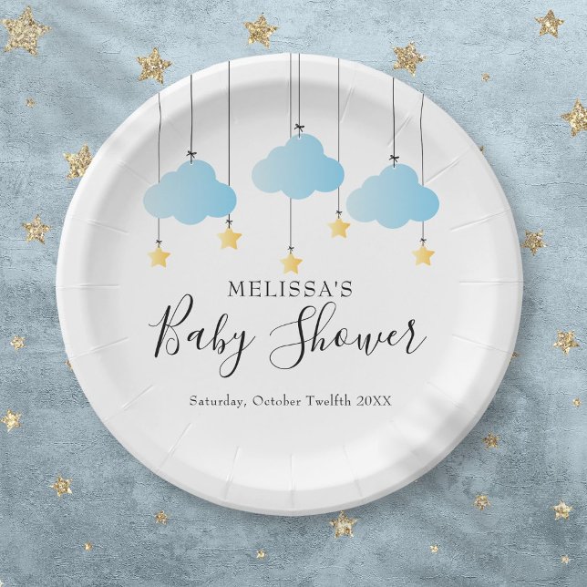 Assiettes En Carton Twinkle Twinkle Little Star Blue Boy Baby shower (Twinkle Twinkle Little Star Blue Boy Baby Shower Paper Plates)