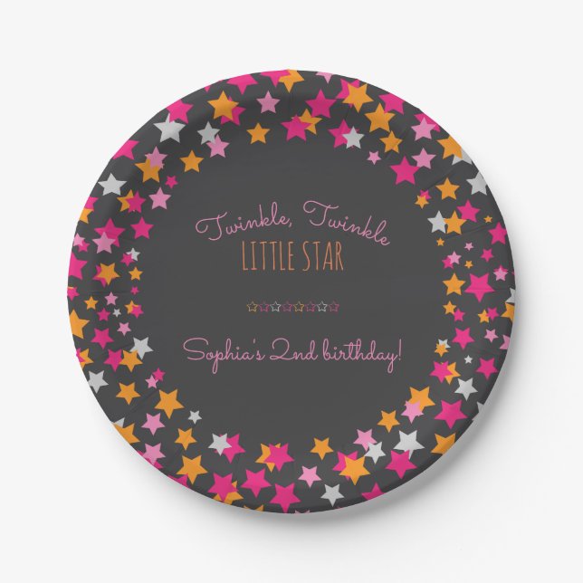 Assiettes En Carton Twinkle Twinkle Little Star Chalkboard Anniversair (Devant)
