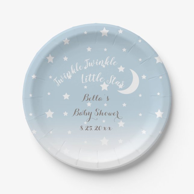 Assiettes En Carton Twinkle Twinkle Little Star Plaque papier bleu éto (Devant)