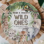 Assiettes En Carton Twins Wild one Safari animaux jungle 1er anniversa<br><div class="desc">Célébrez l'esprit sauvage et aventureux de vos jumeaux avec cette "Wild One Safari Animals Jungle Boy 1st Birthday Paper Plates", conçue pour ajouter une explosion de joie et de couleur à leur première fête d'anniversaire. Chaque assiette est artistiquement ornée de mignons animaux de safari aquarelle, dont une girafe, un lion,...</div>