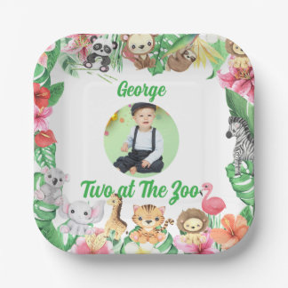 Assiettes En Carton Two at The Zoo Jungle Safari Kids Photo Birthday