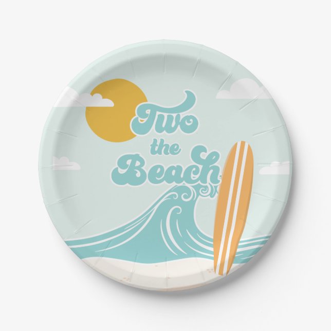 Assiettes En Carton Two Beach Surf Beach 2e anniversaire (Devant)