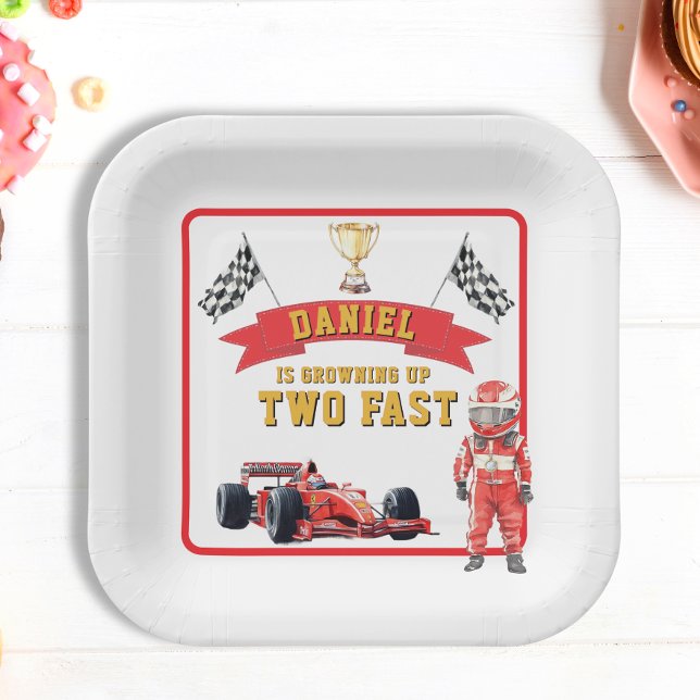 Assiettes En Carton Two Fast Race Car Checkered Flag Birthday (Créateur téléchargé)