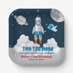 Assiettes En Carton Two The Moon Boy Space Rocket 2e anniversaire