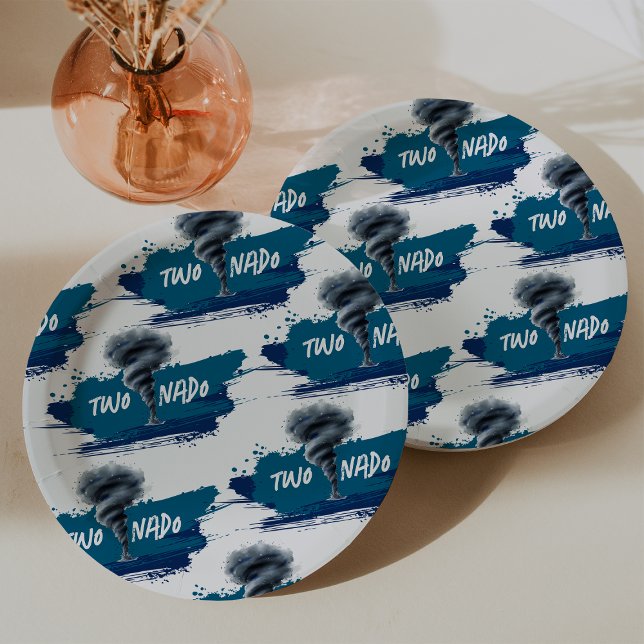 Assiettes En Carton Twonado Twister Tornado Blue Grunge Birthday (Twonado Twister Tornado Blue Grunge Birthday Paper Plates)