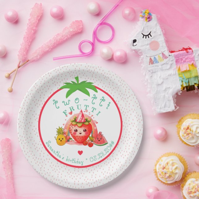 Assiettes En Carton TWOTTI Tutti Frutti Fruit d'été Fille 2e anniversa (Fête)