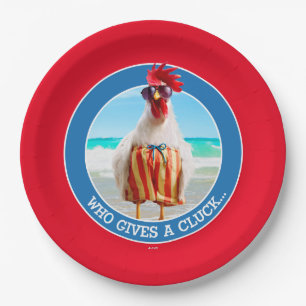 Assiettes En Carton Type Chillin de coq à la plage dans des troncs de