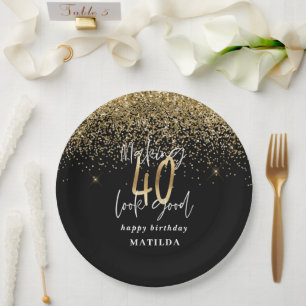 Assiettes En Carton Typographie 40e anniversaire moderne parties scint