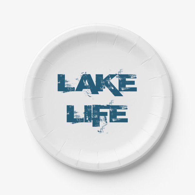 Assiettes En Carton Typographie bleue du lac Life (Devant)