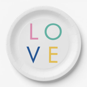 Assiettes En Carton TYPOGRAPHIE colorée de valentin amour