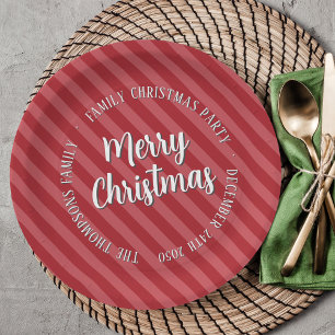 Assiettes En Carton Typographie de Noël Joyeux Rouge personnalisée
