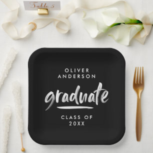 Assiettes En Carton Typographie de script moderne graduation noire