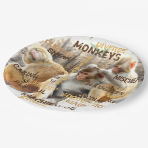 Assiettes En Carton Typographie des singes mignons