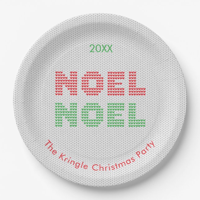 Assiettes En Carton Typographie du pull de Noël Noel (Devant)
