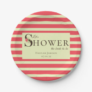 Assiettes En Carton Typographie florale élégante Corail Vert Douche