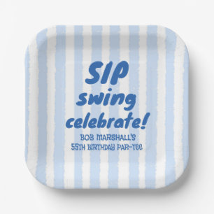 Assiettes En Carton Typographie gras bleu pour 55e anniversaire golf r