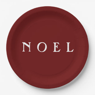 Assiettes En Carton Typographie NOEL Rouge Simple Minimaliste Moderne