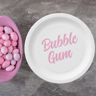 Assiettes En Carton Typographie Simple Bubble Gum Rose Fête d'annivers