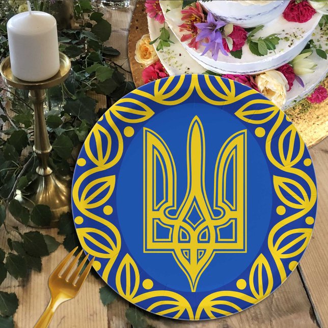 Assiettes En Carton Ukraine, Armoiries, Tryzub République ukrainienne (Créateur téléchargé)