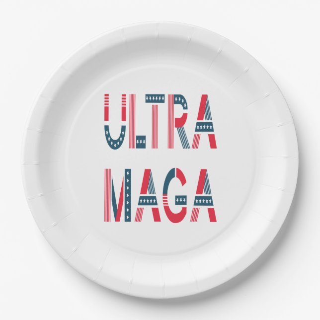 Assiettes En Carton Ultra MAGA Trump Patriote Républicain Conservateur (Devant)