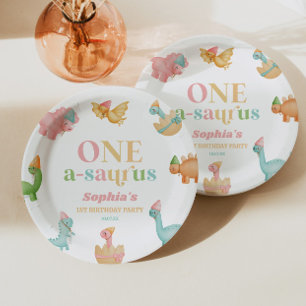 Assiettes En Carton Un A-Saurus Dinosaur 1ère fête d'anniversaire