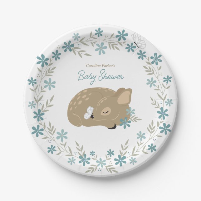 Assiettes En Carton Un adorable Baby shower de la Faune (Devant)