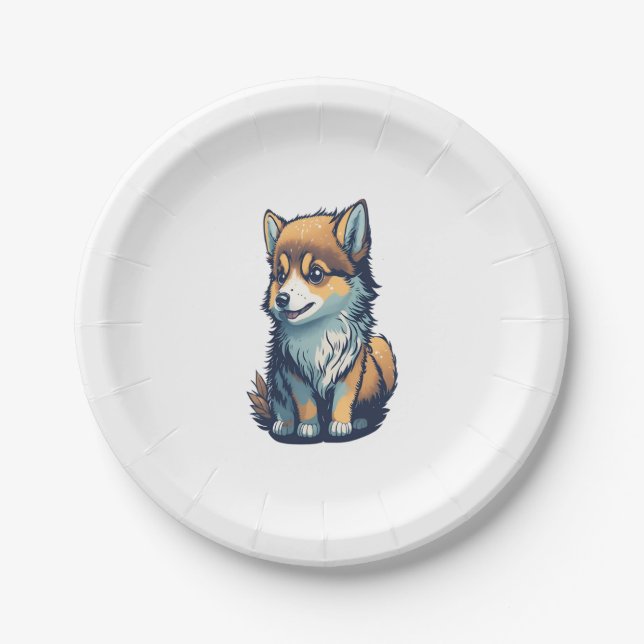 Assiettes En Carton Un adorable petit chiot   (Devant)