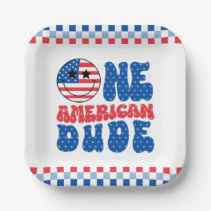 Assiettes En Carton Un Américain 4 juillet premier anniversaire