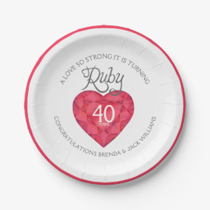Assiettes En Carton Un amour si fort rubis plaques de mariage