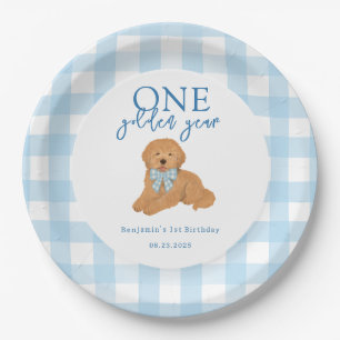 Assiettes En Carton Un an doré pour les garçons Golden Doodle pour leu