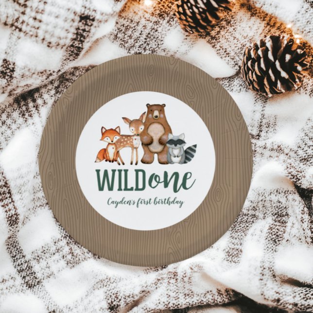 Assiettes En Carton Un animal sauvage de forêt premier anniversaire (Créateur téléchargé)