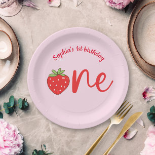 Assiettes En Carton Un Anniversaire Fraise Rose