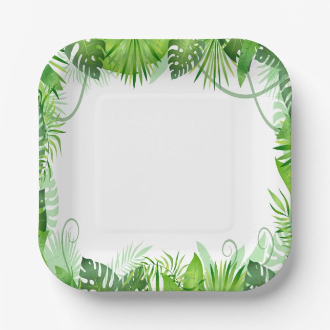 Assiettes En Carton Un Anniversaire sauvage tropicale" (Recto)