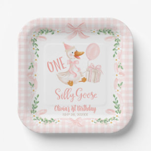 Assiettes En Carton Un arc-en-ciel floral avec un nœud rose pour le 1e