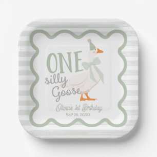 Assiettes En Carton Un arc vert One Silly Goose pour un 1er anniversai