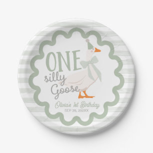 Assiettes En Carton Un arc vert One Silly Goose pour un 1er anniversai