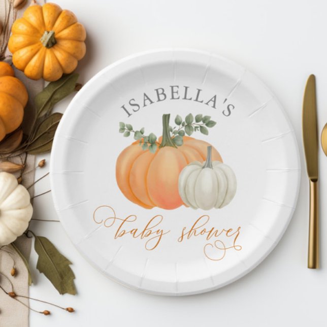 Assiettes En Carton Un Baby shower Automne Un Peu Citrouille (Pumpkin Baby Shower Paper Plate)