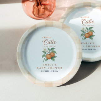 Assiettes En Carton Un Baby shower Citrus Neutre Pour Les Sexes Un Peu