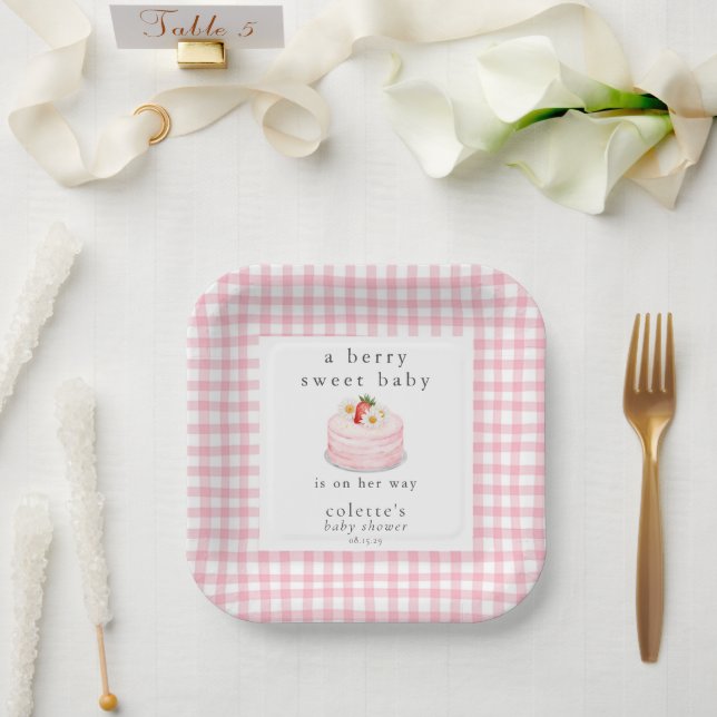 Assiettes En Carton Un Baby shower de fraise Berry Sweet Baby (Mariage)